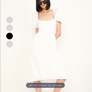Bardot White Puff Sleeve Midi Dress Open Bow Back